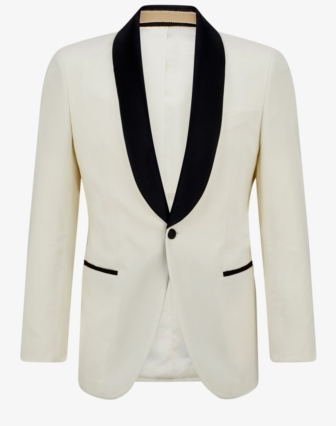 Cream tuxedo jacket with black lapels sale