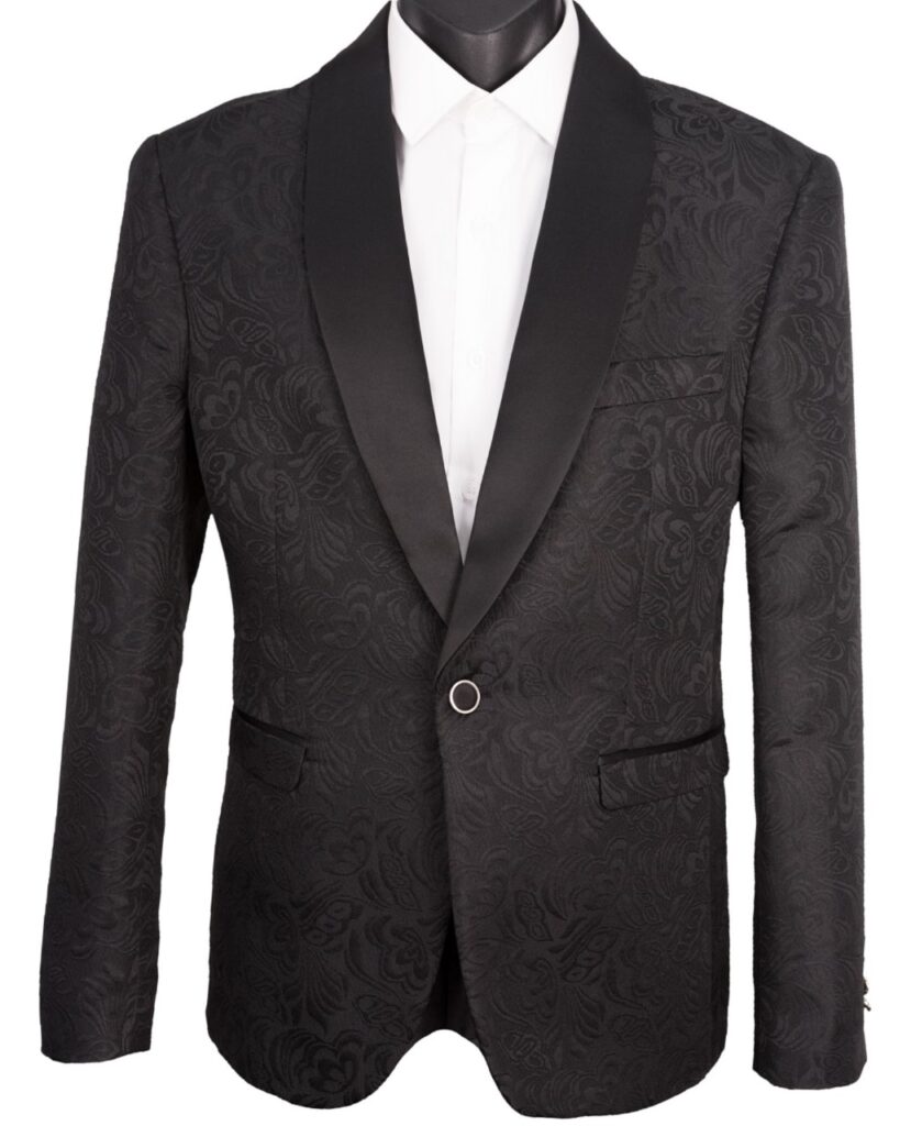 Black Brocade Dinner Jacket Black tie classic